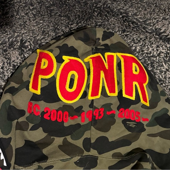 BAPE PONR 1ST ABC CAMO SHARK FULL ZIP HOODIE MENS IN GREEN - Size XXL - Picture 5 of 9